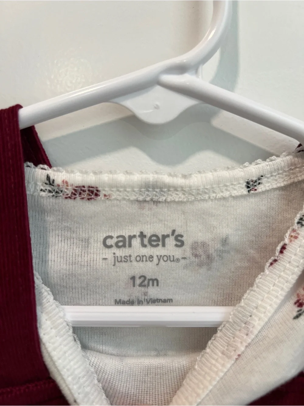 Carter’s Just One You Burgundy Bubble Romper & Floral Bodysuit Set | 12 Months